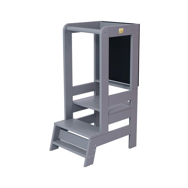 Siv stolček pomagalček iz masivnega bora Montessori – Meowbaby