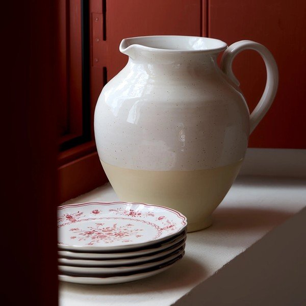 Rdeč/bel desertni krožnik iz kamenine ø 17 cm Vila – Costa Nova-image-2