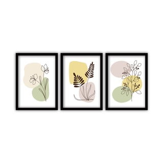 Komplet 3 slik v črnem okvirju Vavien Artwork Floral, 35 x 45 cm