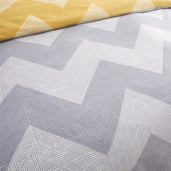 Rumeno-siva posteljnina 200x135 cm Chevron Geo - Catherine Lansfield-image-3