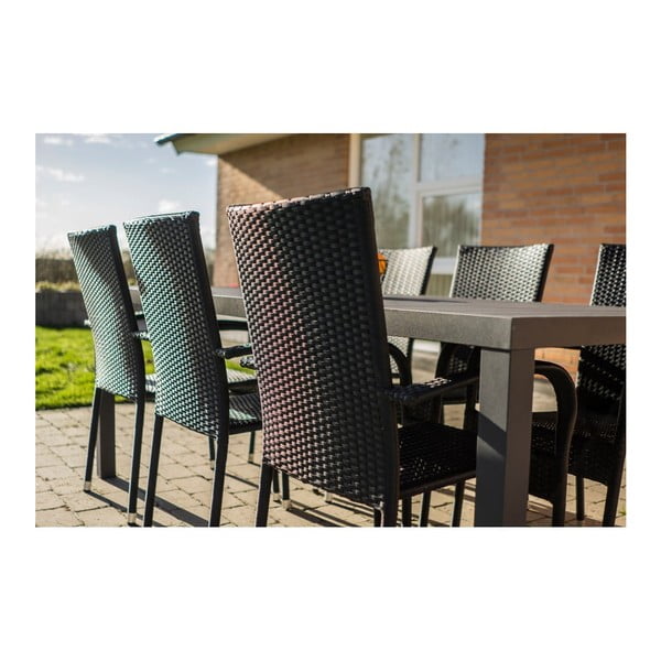 Vrtna jedilna garnitura za 6 oseb s črnimi stoli Paris in mizo Viking, 90 x 205 cm-image-1