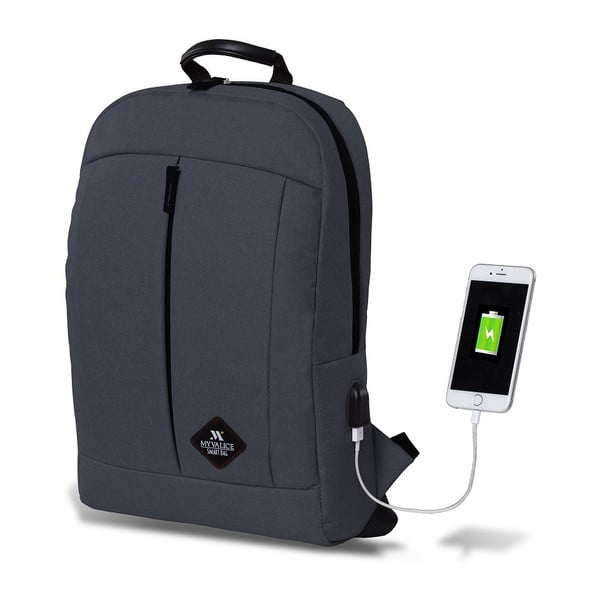 Antracitni nahrbtnik z USB priključkom My Valice GALAXY Smart Bag