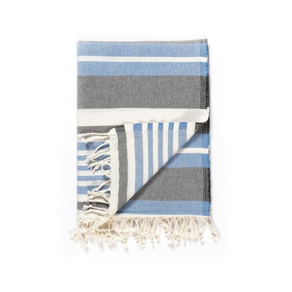 Modro-siva bombažna kopalna brisača Kate Louise Cotton Collection Line Blue Grey, 100 x 180 cm-image-2