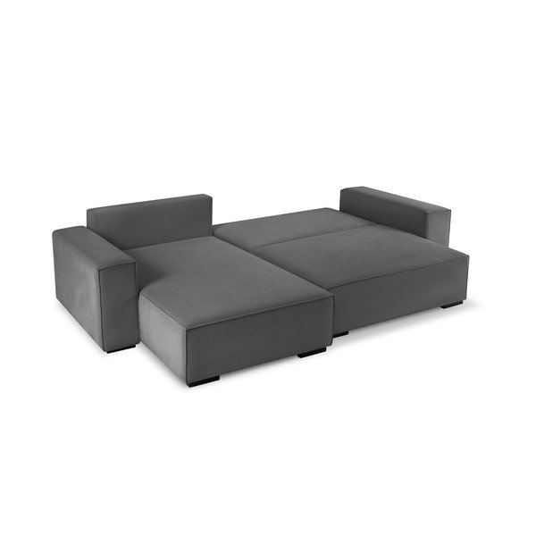 Svetlo siva žametna raztegljiva sedežna garnitura Mazzini Sofas Azalea-image-4