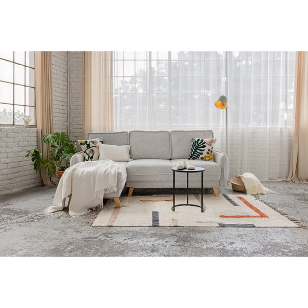 Siva raztegljiva kotna sedežna garnitura iz rebrastega žameta (s kotom po izbiri) Tori – Bonami Selection-image-1