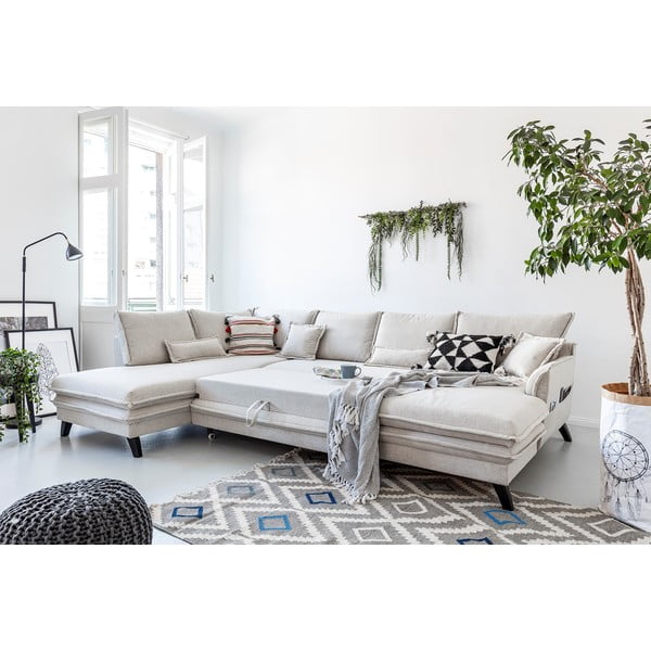 Svetlo bež sedežna garnitura v obliki črke U Miuform Charming Charlie, levi kot-image-4