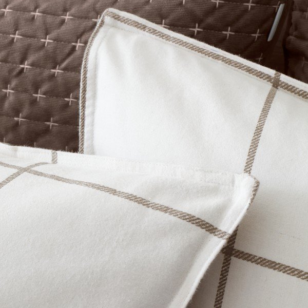 Kremno bela/sivorjava enojna flanelna posteljnina 135x200 cm Brushed Regal Check – Bianca-image-3