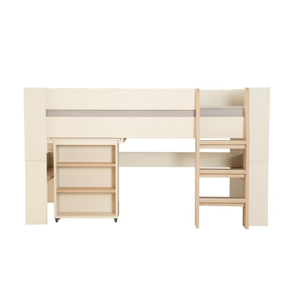 Bež dvignjena otroška postelja s prostorom za shranjevanje brez letvenega dna 90x200 cm Studio – Roba-image-3