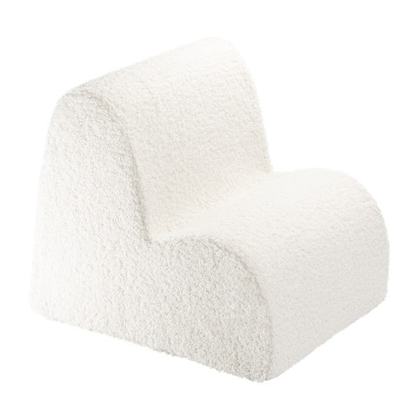 Kremno bel otroški fotelj iz tkanine bouclé Cloud – Wigiwama