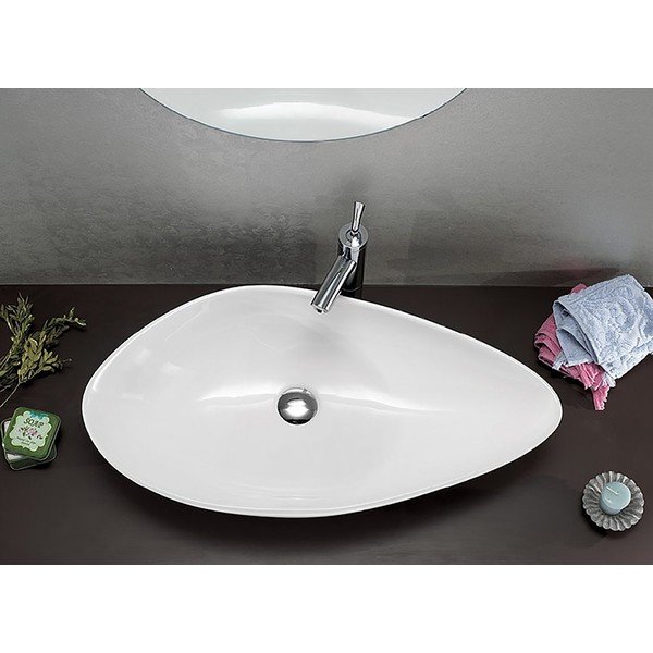 Bel keramičen umivalnik 74x38,5 cm Ovali – Sapho-image-1
