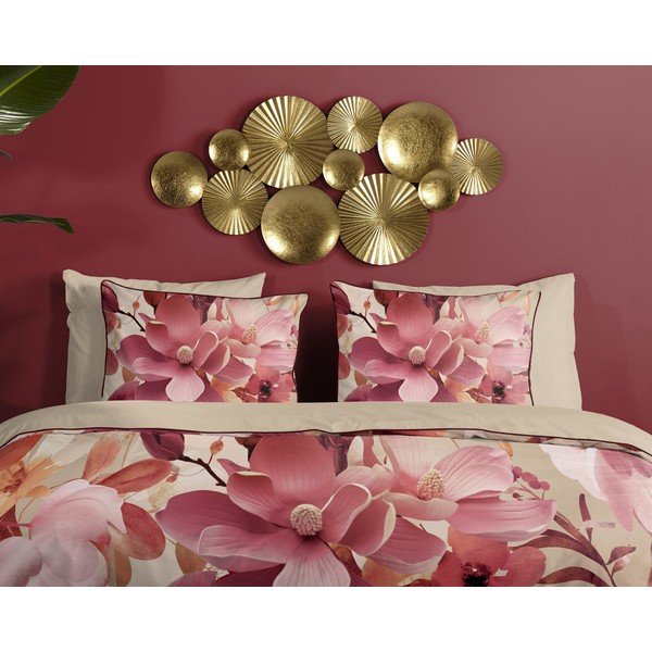 Rožnata/bež enojna podaljšana posteljnina iz bombažnega satena 140x220 cm Chaja – Descanso-image-2