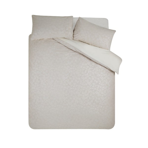 Sivo-bež podaljšana posteljnina za zakonsko posteljo iz žakarja 230x220 cm Corded Leaves – Catherine Lansfield