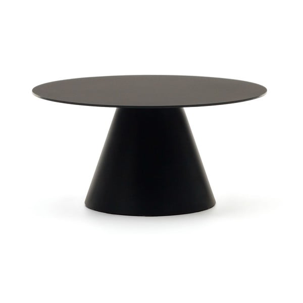Črna okrogla mizica s stekleno mizno ploščo ø 80 cm Wilshire – Kave Home