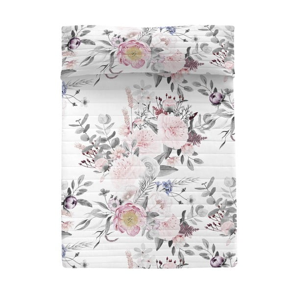 Belo/rožnato bombažno prešito pregrinjalo 180x260 cm Delicate bouquet – Happy Friday