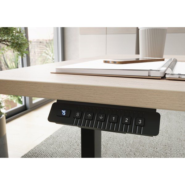 Električna dvižna pisalna miza v hrastovem dekorju 80x160 cm – Germania-image-1