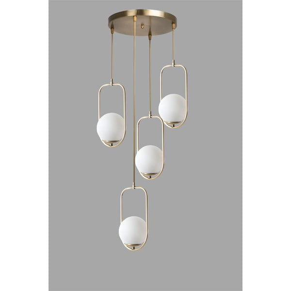Bela/zlata viseča svetilka s steklenim senčilom ø 30 cm Ahu – Opviq lights-image-2