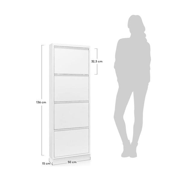 Bela kovinska preklopna omarica za čevlje 50x136x15 cm Ode – Kave Home-image-4