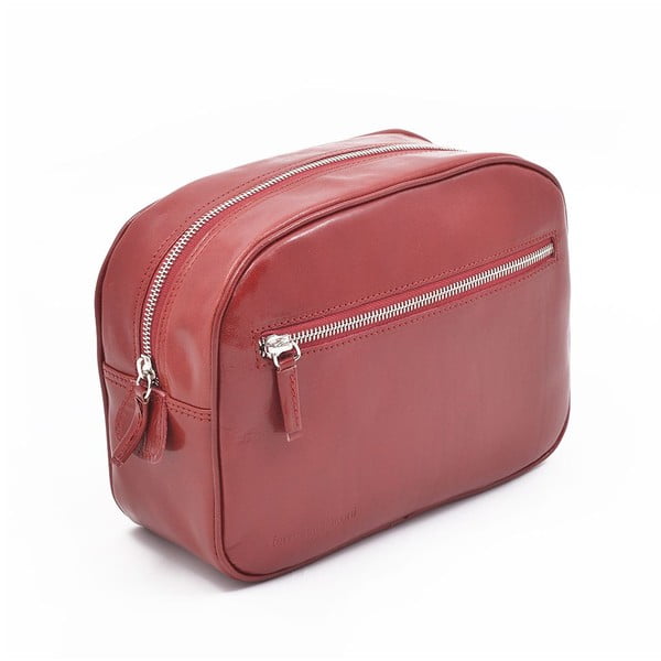 Usnjena kozmetična torbica Ferruccio Laconi Red