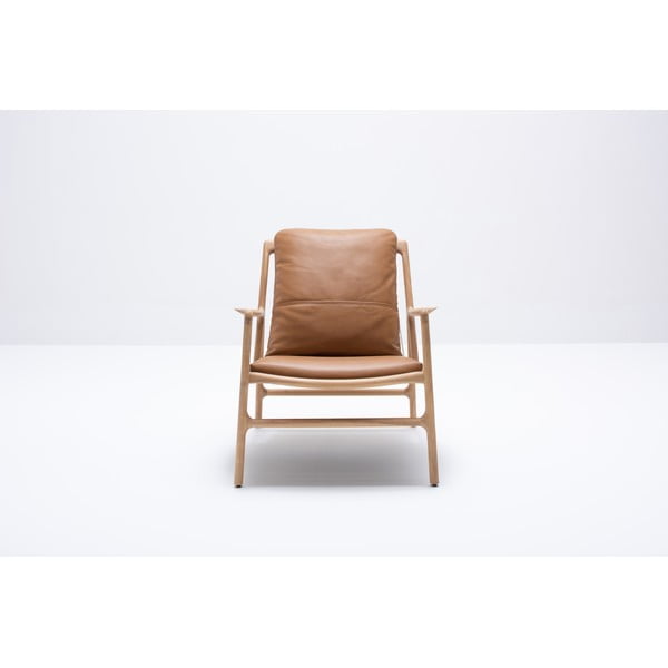 Rjav/naraven usnjen fotelj Dedo – Gazzda-image-4