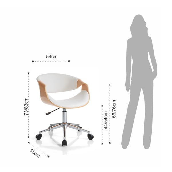 Pisarniški stol iz umetnega usnja v beli in naravni barvi Visby – Tomasucci-image-4