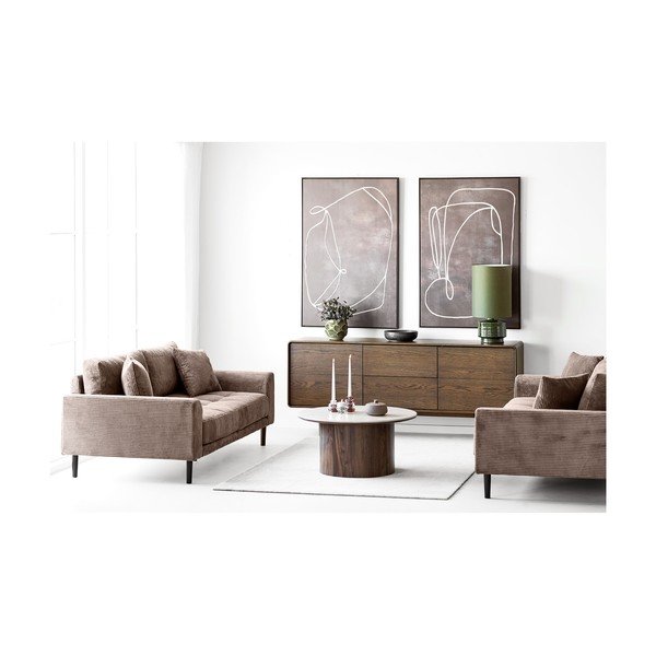 Rjava sedežna garnitura iz rebrastega žameta 210 cm Lido – House Nordic-image-3