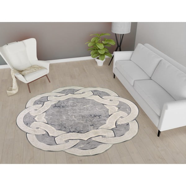 Siva okrogla preproga ø 160 cm - Vitaus-image-1