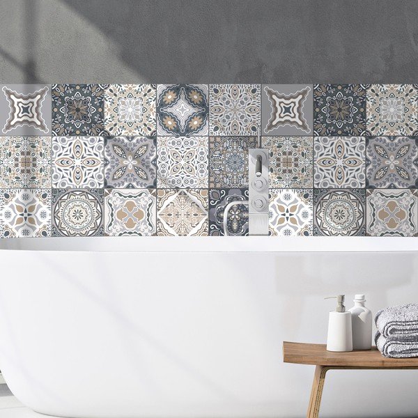 Komplet 24 stenskih nalepk Ambiance Tiles Azulejos Nello, 10 x 10 cm-image-4