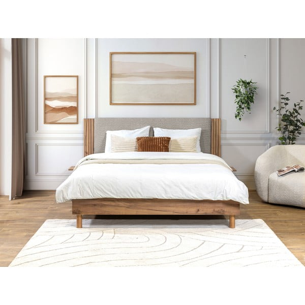 Svetlo siva zakonska postelja z letvenim dnom 160x200 cm Lior – Bobochic Paris-image-2