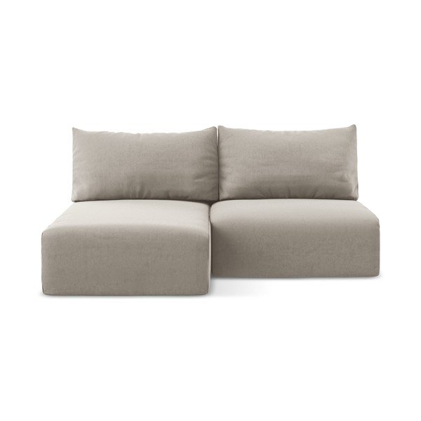 Sivorjava žametna raztegljiva/s prostorom za shranjevanje kotna sedežna garnitura (levi kot/z ležalnikom) Kalena – Makamii