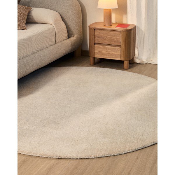 Kremno bela okrogla preproga ø 200 cm Empuries – Kave Home-image-2