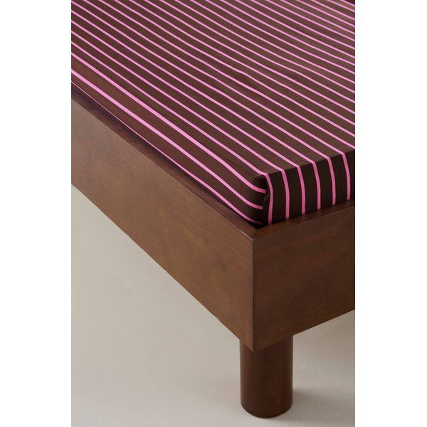 Rožnata/rjava napenjalna rjuha iz organskega bombaža 90x200 cm Sima – Jotex-image-1