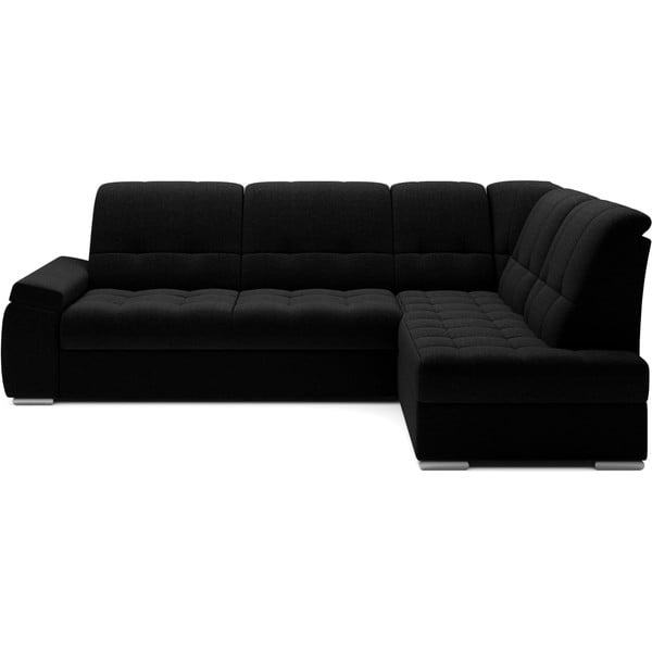 Črna raztegljiva/s prostorom za shranjevanje kotna sedežna garnitura (desni kot/v obliki črke L) Sado – ELTAP