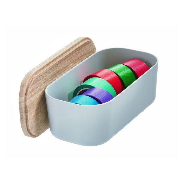 Siva škatla za shranjevanje s pokrovom iz paulovnije iDesign Eco, 9 x 18,3 cm-image-3