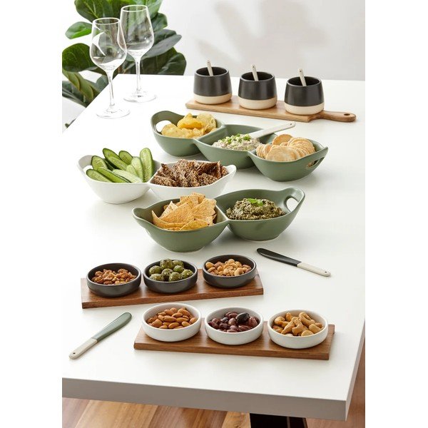 Bele servirne sklede iz kamenine v kompletu 3 kos Host - Ladelle-image-1