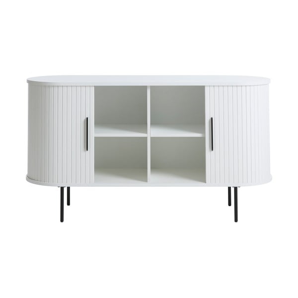 Bela komoda z drsnimi vrati 120x76x45 cm Nola – Unique Furniture-image-3