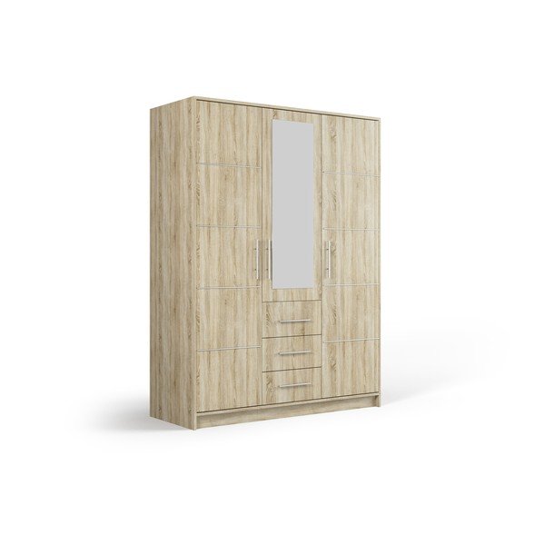 Garderobna omara v hrastovem dekorju z ogledalom 147x200 cm Derry - Cosmopolitan Design-image-2