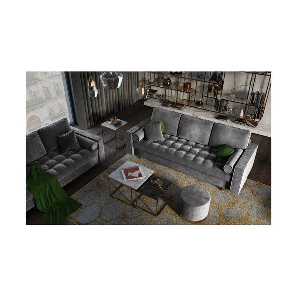 Temno žametna raztegljiva zofa Milo Casa Santo-image-1