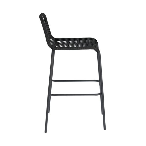 Črn barski stol z jekleno konstrukcijo Kave Home Glenville, višina 74 cm-image-2