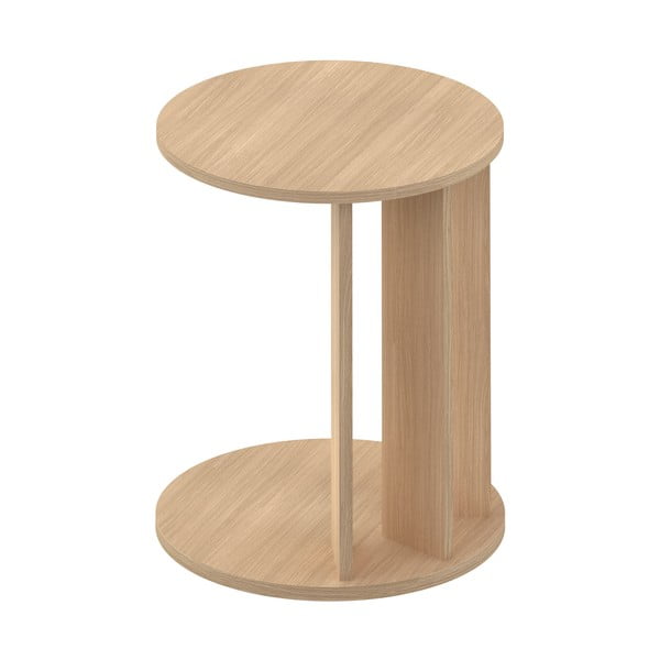 Okrogla stranska mizica v hrastovem dekorju ø 50 cm Nora – TemaHome