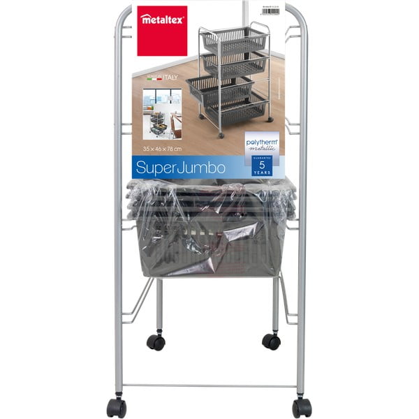 Temno siv/v srebrni barvi regal na koleščkih 46x78 cm – Metaltex-image-3