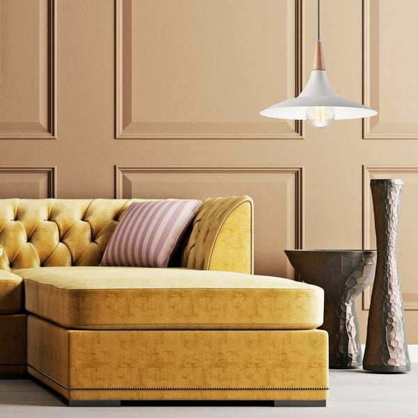 Bela viseča svetilka s kovinskim senčilom ø 30 cm Ufo – LAMKUR-image-3