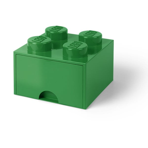 Temno zelena škatla za shranjevanje s predalom LEGO®