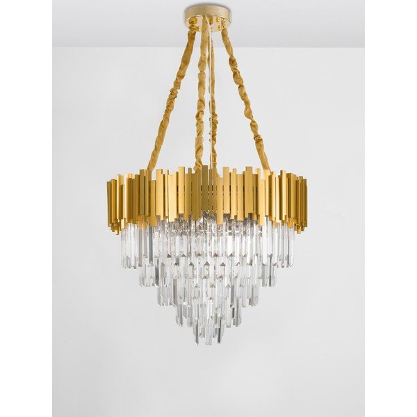 Kovinska viseča svetilka v zlati barvi s kristalnim senčilom ø 73 cm Grane – Nova Luce-image-4