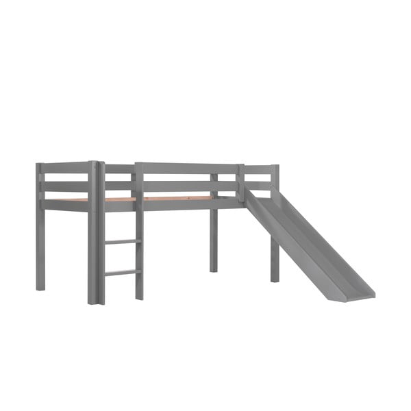 Siva dvignjena otroška postelja iz borovega lesa 90x200 cm PINO - Vipack-image-2