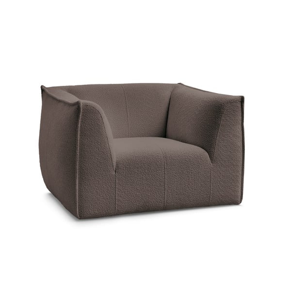 Rjav fotelj iz tkanine bouclé Giorgia – Bobochic Paris