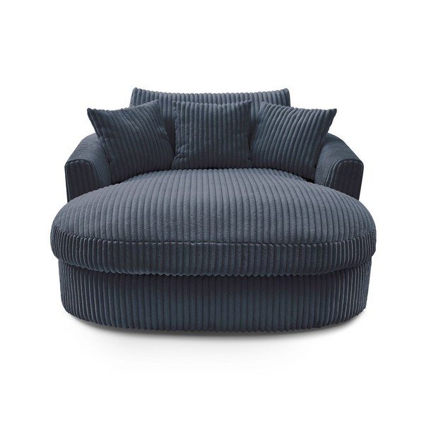 Temno moder fotelj iz rebrastega žameta Belem – Bobochic Paris-image-3