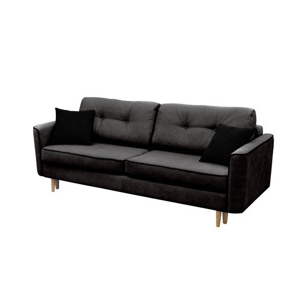 Črn raztegljiv trosed s svetlimi nogami Mazzini Sofas Ivy-image-1