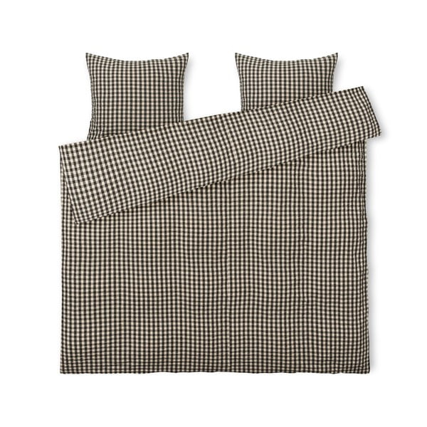 Črna/bež podaljšana posteljnina za zakonsko posteljo iz krepa 200x220 cm Bæk&Bølge – JUNA
