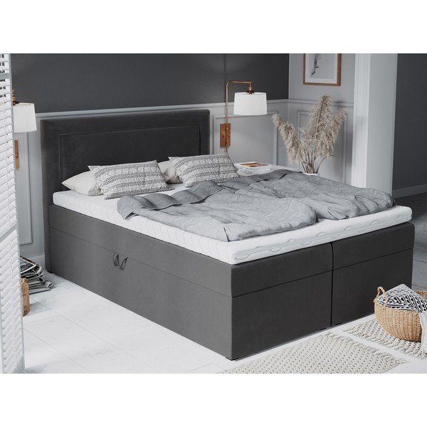 Temno siva žametna postelja Mazzini Beds Yucca, 180 x 200 cm-image-1
