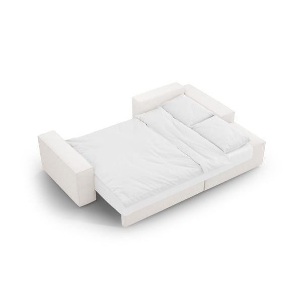 Bela raztegljiva kotna sedežna garnitura iz tkanine bouclé (desni kot) Jodie – Micadoni Home-image-4